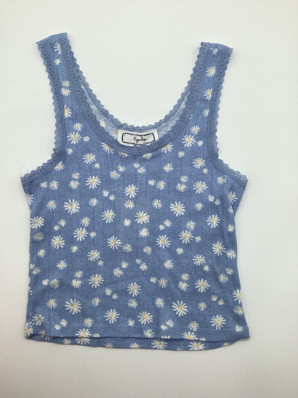 Hippie Rose Light Blue Daisy Lace-Edge Tank NWT